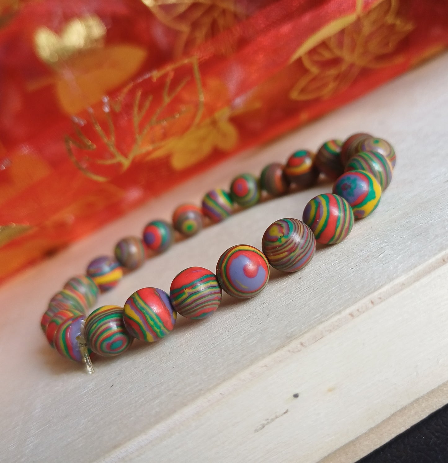 Pulsera Malaquita Pavo Real