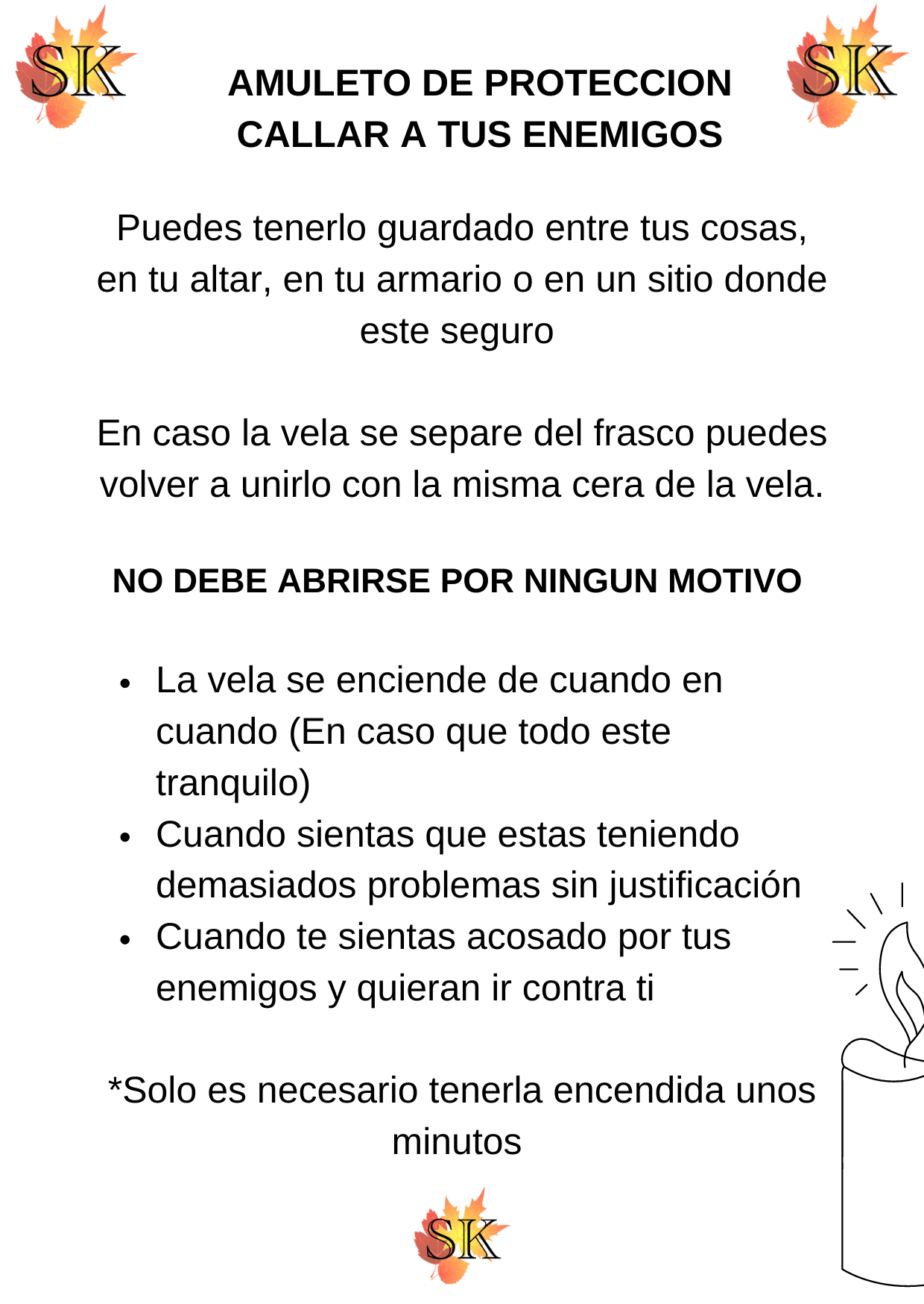 Amuleto de protección - Callar a tus enemigos