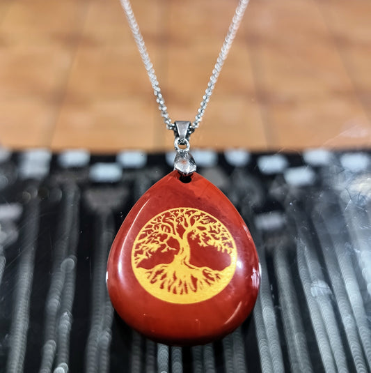 002 Collar Jaspe Rojo y Arbol de la vida