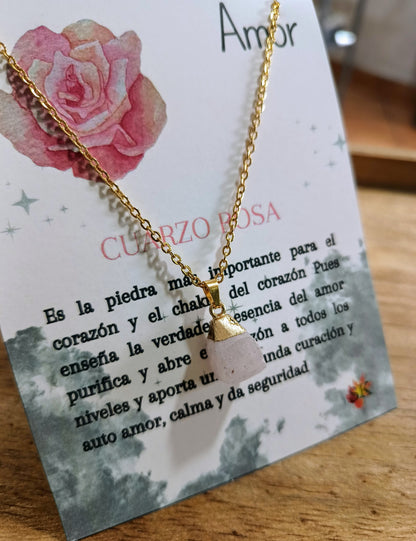 001 Collar Cuarzo Rosa