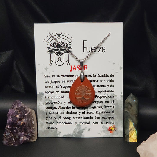 002 Collar Jaspe Rojo y Arbol de la vida