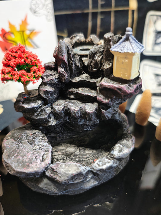 Base para incienso de reflujo tipo paisaje + 12 conos de incienso